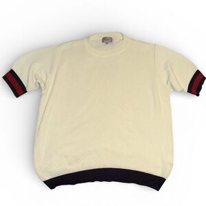 BEAMS HEART Japan Cream Knit Top Short Sleeve Sz Small